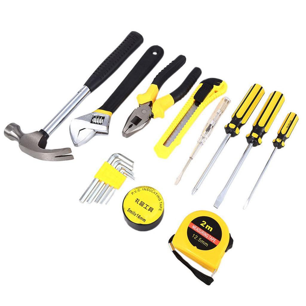 16-delige Thuis Onderhoudsset - Reparatie- en Handgereedschap voor Deuren, Ramen, Keukens en Auto's - Inclusief Tang, Schroevendraaiers, Inbussleutels en Meer!"