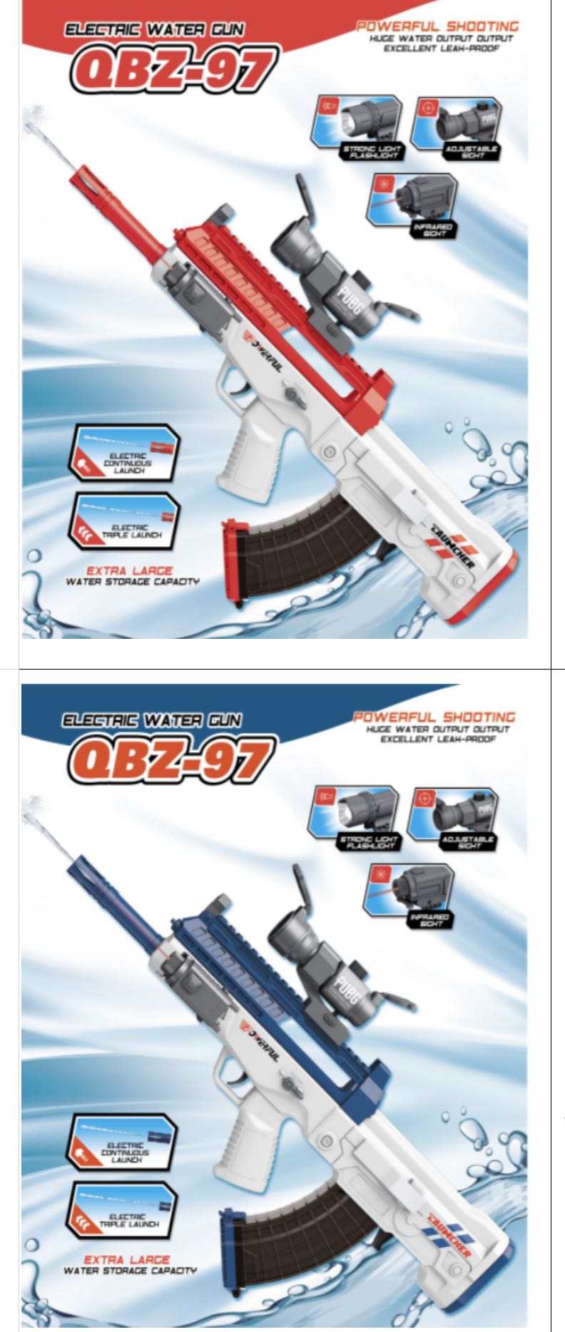 Elektrisch Automatisch Waterpistool "QBZ-97 machinegeweer - Meesterlijke Stijl en Functionaliteit voor Ultieme Watergevechten Blauw"