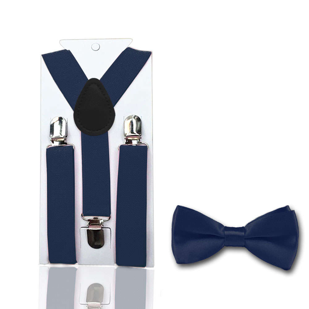 Bretel en Vlinderstrik Set voor Vader en zoon donker blauw - Stijlvolle Coördinerende Accessoires
