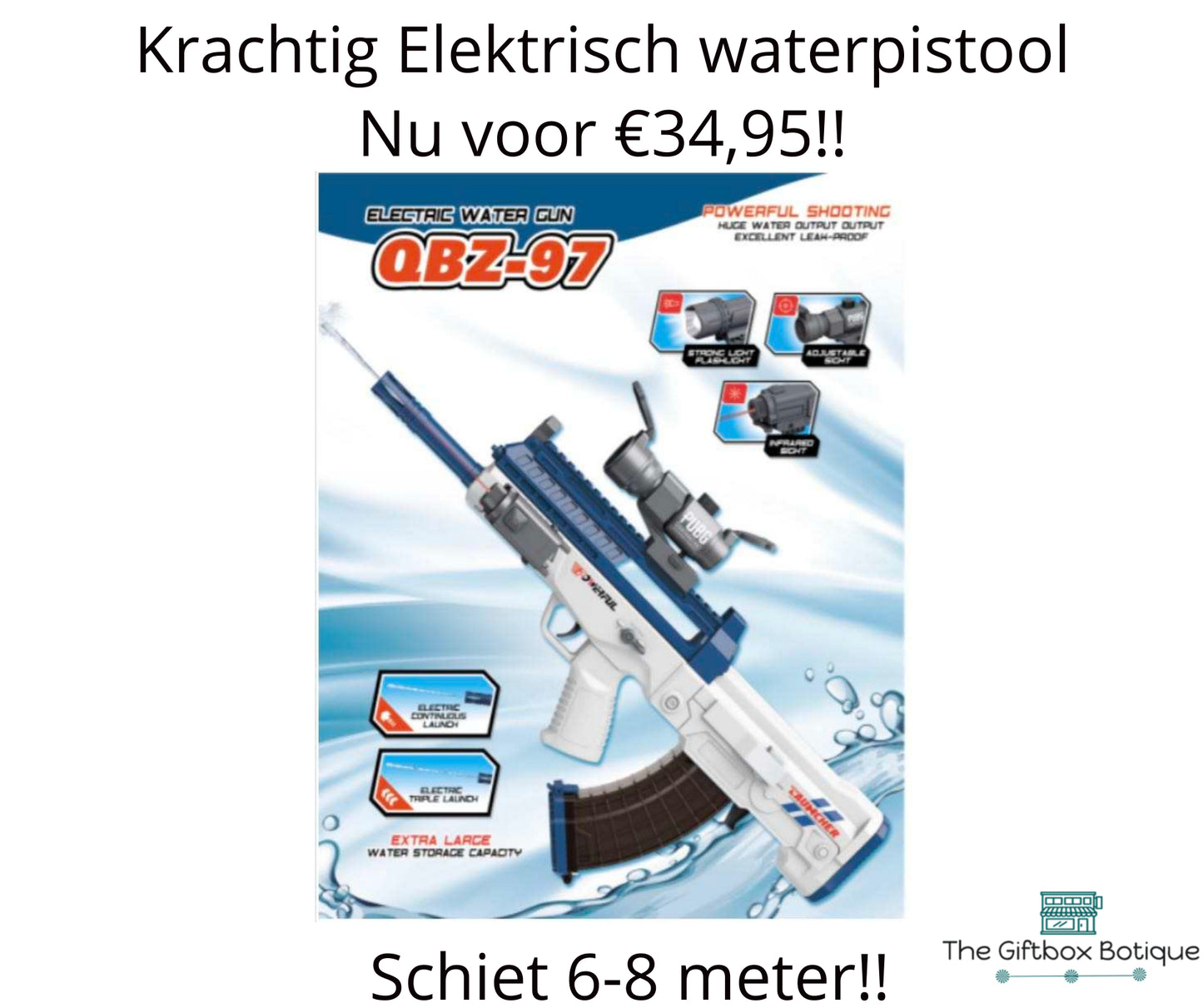 Elektrisch Automatisch Waterpistool "QBZ-97 machinegeweer - Meesterlijke Stijl en Functionaliteit voor Ultieme Watergevechten Blauw"