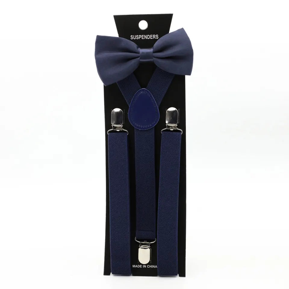Bretel en Vlinderstrik Set voor Vader en zoon donker blauw - Stijlvolle Coördinerende Accessoires