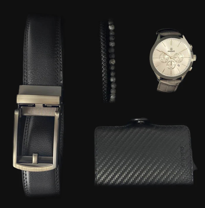 Heren Sieraden Geschenkset met Benssens Kaarthouder Armband Riem en Horloge Set Nacho