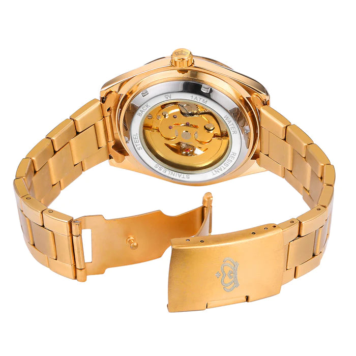 Heren Sieraden Geschenkset Zwart Goudkleurig Met Benssens Kaarthouder Armband Riem en Skeleton Opwind Horloge Box Michael