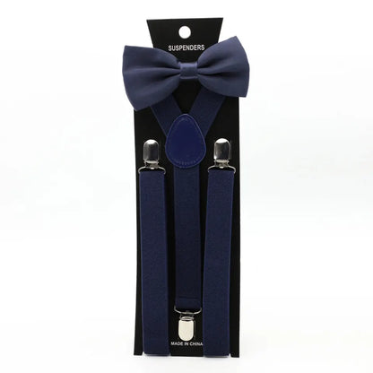 Bretel en Vlinderstrik Set voor Vader en zoon donker blauw - Stijlvolle Coördinerende Accessoires