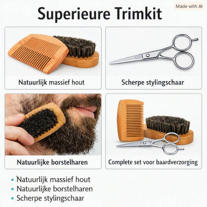 Luxe Baardverzorgingsset voor Mannen – Complete Men’s Beard Kit inclusief trimmer