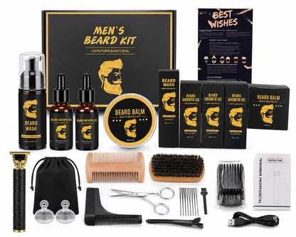 Luxe Baardverzorgingsset voor Mannen – Complete Men’s Beard Kit inclusief trimmer