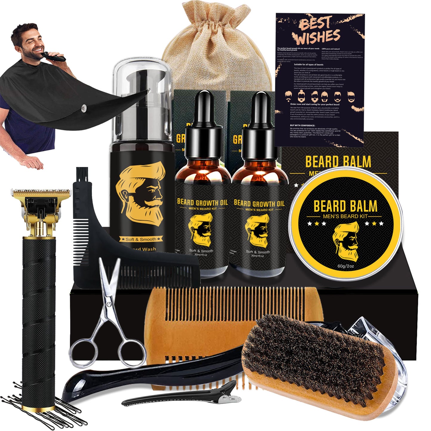 Luxe Baardverzorgingsset voor Mannen – Complete Men’s Beard Kit inclusief trimmer