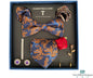 Luxe 8-delige koper blauwe Pak Accessoires Set - met Stropdas, Strik, Dasspeld, Manchetknopen, en Meer - Zijde & Jacquard Geweven design- Handgemaakt - Inclusief Pochets - Prachtige Blauwe geschenkdoos