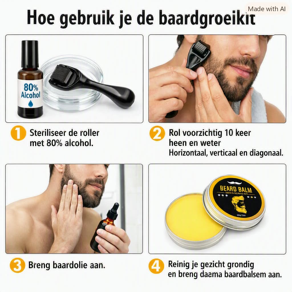 Luxe Baardverzorgingsset voor Mannen – Complete Men’s Beard Kit inclusief trimmer