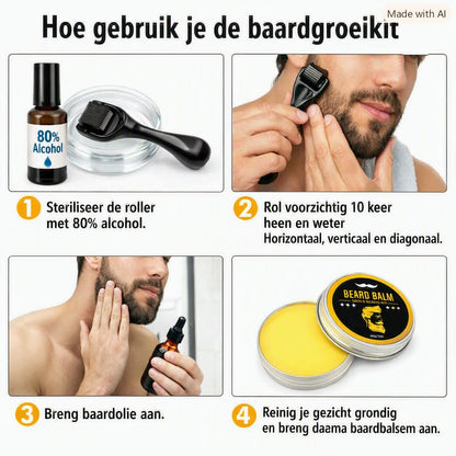 Luxe Baardverzorgingsset voor Mannen – Complete Men’s Beard Kit inclusief trimmer