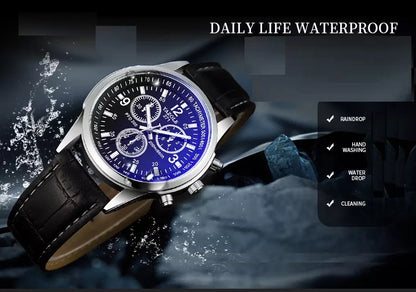 Heren 2-Delige Sieraden Geschenkset Met Horloge en Armband In Juweliersbox Type Dylan Donker bruin