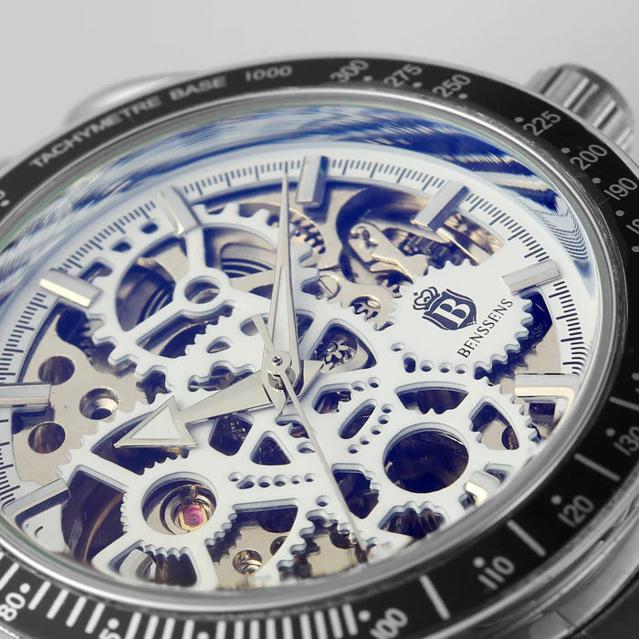 Luxe heren Geschenkset Benssens - Exclusieve Stainless Steel Horloge, Kaarthouder, Lederen Riem, Armband & Giftbox